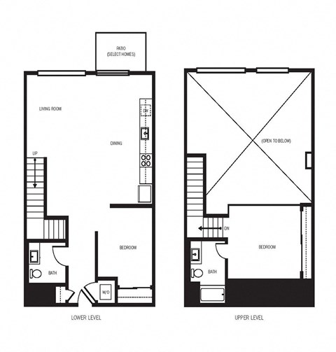 Floor plan for 2 beds, 1.5 baths, 1168 sqft